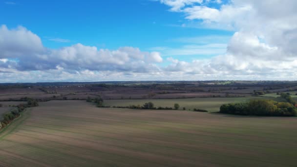 Fast Moving Dramatical Clouds Sky British Countryside Landscape Bedfordshire Inglaterra — Vídeo de Stock