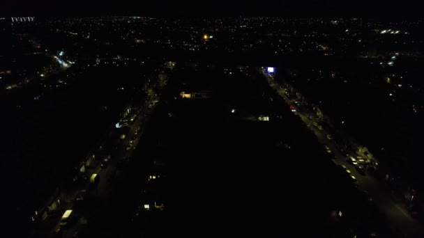 Aerial View Illuminated City Dark Night Live Fireworks Bonfire Night — Stock videók