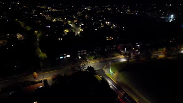 Ngiltere Nin Barnfield Koleji Doğu Luton Şehrinde Aydınlanmış Yol Trafik — Stok video