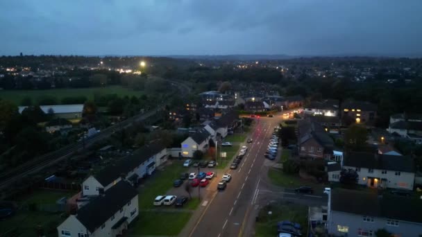 Aerial Footage Illuminated Hitchin Town England Night Octubre 2023 — Vídeo de stock