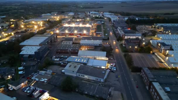 Luchtfoto Van Verlichte Hitchin Town England Verenigd Koninkrijk Tijdens Nacht — Stockvideo