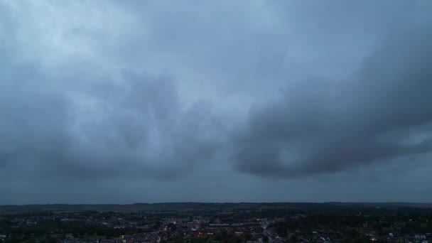 Filmagem Aérea Illuminated Hitchin Town England Durante Noite Outubro 2023 — Vídeo de Stock