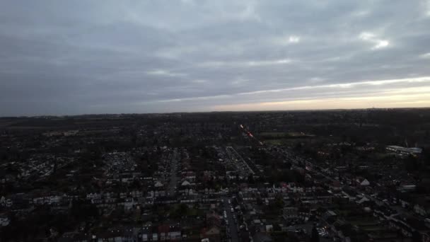 Υψηλή Γωνία Όμορφη Πλάνα Της Βρετανικής Πόλης Κατά Διάρκεια Sunrise — Αρχείο Βίντεο
