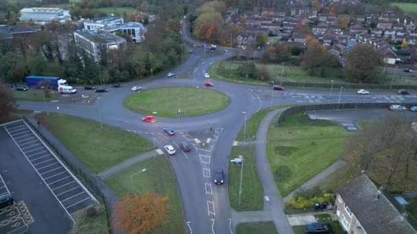 High Angle Footage Road Traffic Houghton Regis Town England Royaume — Video