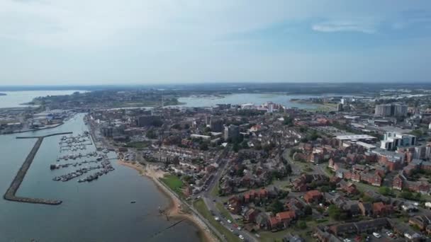 Luchtfoto Time Lapse Beelden Van Beach Ocean Poole City England — Stockvideo
