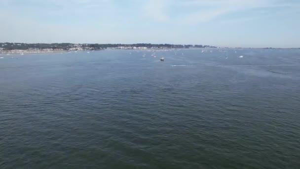 Aerial Time Lapse Recorage Beach Ocean Poole City England Wielka — Wideo stockowe