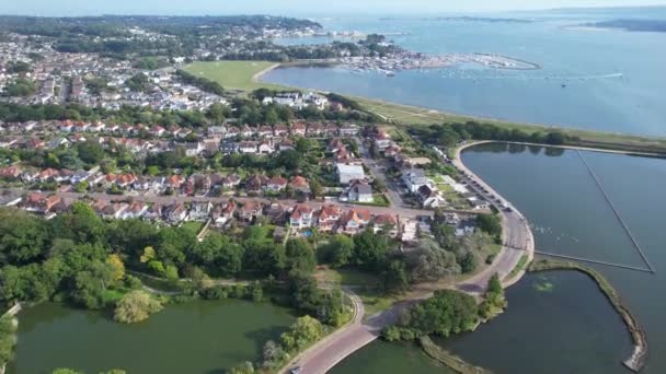 Aerial Time Lapse Filmato Spiaggia Ocean Poole City England Regno — Video Stock