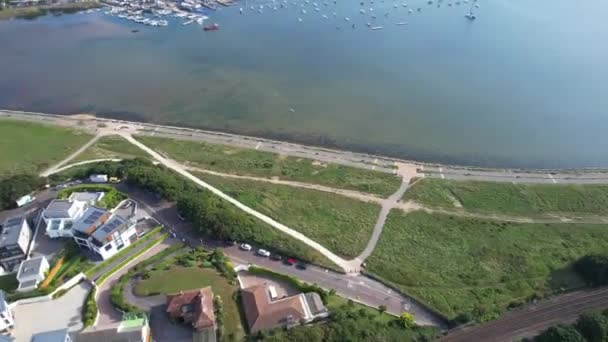 Aerial Time Lapse Footage Beach Ocean Poole City Της Αγγλίας — Αρχείο Βίντεο