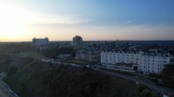 Aerial Time Lapse Footage British Tourist Attraction Bournemouth Beach Sea — Stock Video