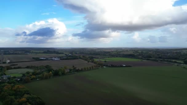 Aerial Time Lapse Footage British Countryside Village Landscape Bedfordshire England — Stock video
