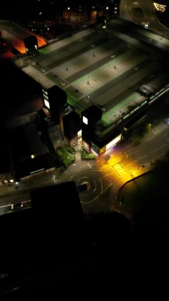 Luchtfoto Van British City Tijdens Koude Nacht Luton Engeland Verenigd — Stockvideo