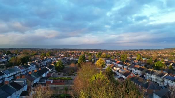 Filmagem Aérea Casas Residenciais Britânicas Luton City England Durante Noite — Vídeo de Stock