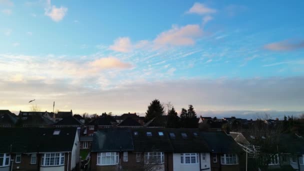 Letecké Záběry Britských Rezidenčních Domů Luton City England Během Chladného — Stock video