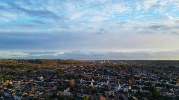 Aerial Footage British Residential Homes Luton City England Cold Windy — Stock Video