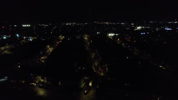 Aerial View Illuminated City Dark Night Live Fireworks New Year — Vídeo de Stock