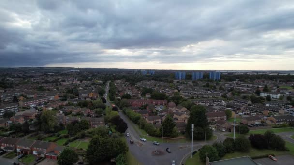 Air View North Luton City England United Kingdom Cloudy Sunset — стоковое видео