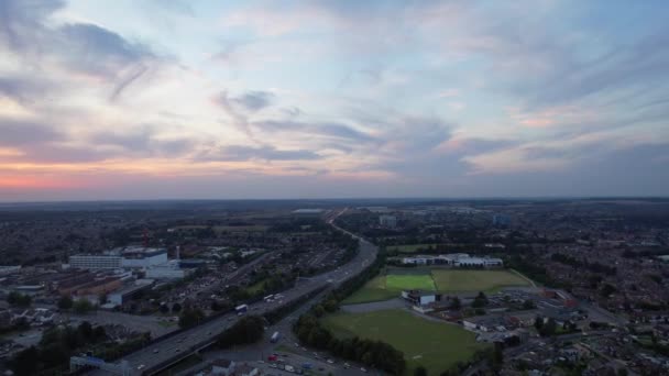 High Angle Time Lapse Footage British Highways Traffic Passing Luton — Stock Video
