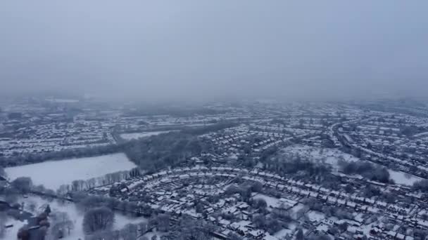 Inggris Time Lapse Aerial Footage Luton City Snow Fall — Stok Video