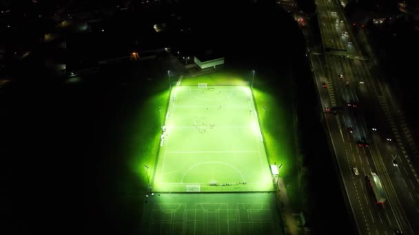 Aerial Time Lapse Nagranie Boiska Piłki Nożnej Nocy Luton Anglia — Wideo stockowe