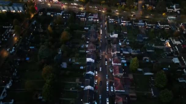 Riprese Aeree Illuminated British City Durante Notte Luton Inghilterra Regno — Video Stock