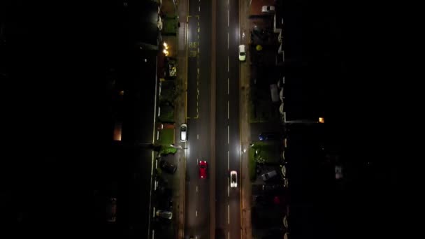 Luchtfoto Van Verlichte Britse Stad Tijdens Nacht Luton Engeland Verenigd — Stockvideo