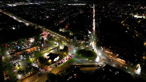 High Angle Footage Illuminated North Luton City England Egyesült Királyság — Stock videók