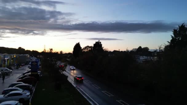 High Angle Footage Illuminated North Luton City England Wielka Brytania — Wideo stockowe