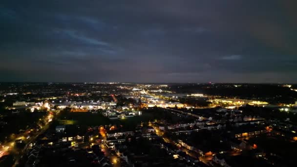 Filmación Ángulo Alto Iluminada North Luton City England Reino Unido — Vídeos de Stock