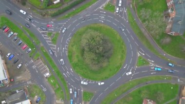 İngiltere 'nin Merkez Corby Kasabasının Yüksek Açılı Görüntüleri 11 Ocak 2024' te Soğuk, Bulutlu ve Yağmurlu bir günde