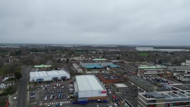 2024年1月11日寒冷 多雨的英国中科尔比镇的高角度图像 — 图库视频影像