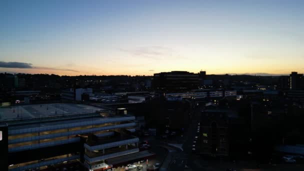 High Angle Footage Illuminated Luton City England Night October 2023 — Stok Video