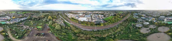 Hitchin 'in Havadan Panoramik Manzarası, Hertfordshire, İngiltere. Birleşik Krallık. 28 Ekim 2023