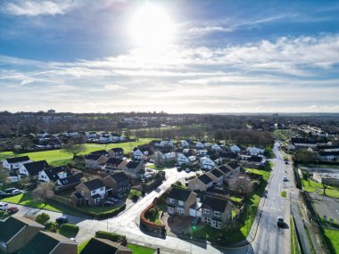 İngiltere 'nin Stevenage City şehir merkezinin en güzel yüksek açılı manzarası. 23 Şubat 2024