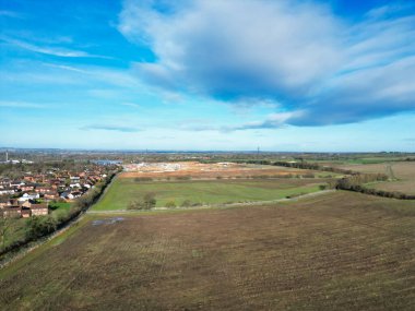 İngiltere 'nin Stevenage City şehir merkezinin en güzel yüksek açılı manzarası. 23 Şubat 2024