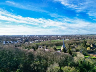 İngiltere 'nin Stevenage City şehir merkezinin en güzel yüksek açılı manzarası. 23 Şubat 2024
