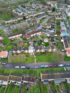 İngiltere 'nin Stevenage City şehir merkezinin en güzel yüksek açılı manzarası. 23 Şubat 2024