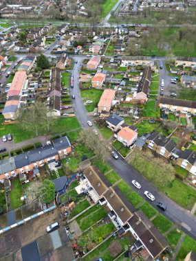 İngiltere 'nin Stevenage City şehir merkezinin en güzel yüksek açılı manzarası. 23 Şubat 2024