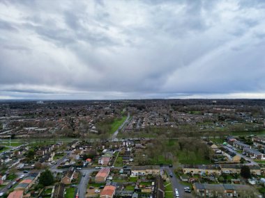 İngiltere 'nin Stevenage City şehir merkezinin en güzel yüksek açılı manzarası. 23 Şubat 2024