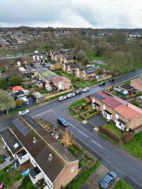 İngiltere 'nin Stevenage City şehir merkezinin en güzel yüksek açılı manzarası. 23 Şubat 2024