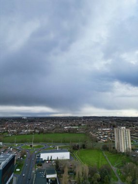 İngiltere 'nin Stevenage City şehir merkezinin en güzel yüksek açılı manzarası. 23 Şubat 2024