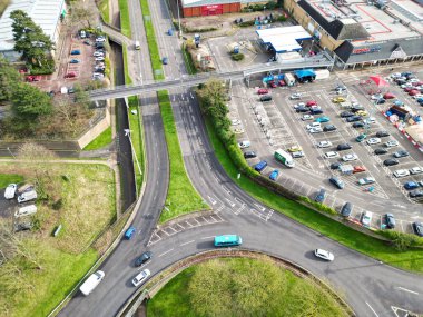 İngiltere Merkez Stevenage Şehri Hava Görüntüsü, 23 Şubat 2024