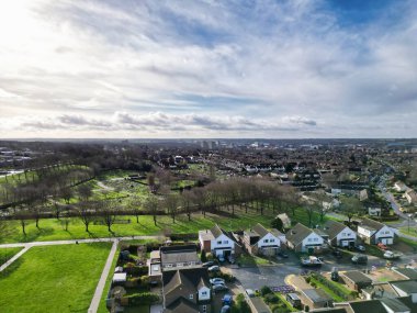 İngiltere Merkez Stevenage Şehri Hava Görüntüsü, 23 Şubat 2024