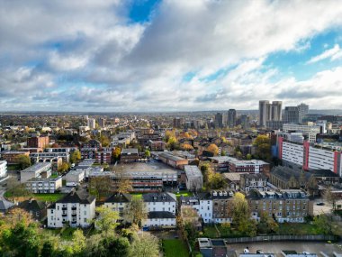 İngiltere 'nin Batı Croydon Londra şehrinin yüksek açılı görüntüsü. 20 Kasım 2023