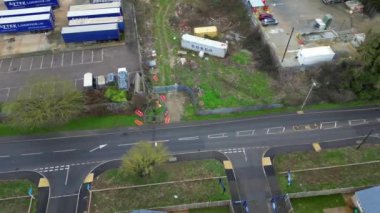 İngiltere 'nin Arlesey Kasabası. Görüntü Bulutlu ve Yağmurlu Gün 'de çekildi. 28 Şubat 2024