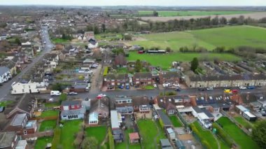 İngiltere 'nin Arlesey Kasabası. Görüntü Bulutlu ve Yağmurlu Gün 'de çekildi. 28 Şubat 2024