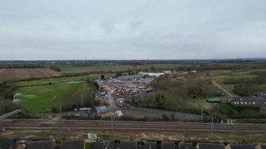 İngiltere 'nin Götveren Kasabası. Görüntü Bulutlu ve Yağmurlu Gün 'de çekildi. 28 Şubat 2024