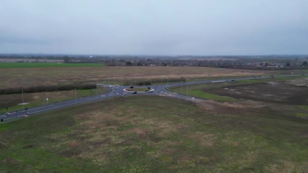 Aerial Footage British Highways Traffic Cloudy Rainy Evening Arlesey Town — Stock videók