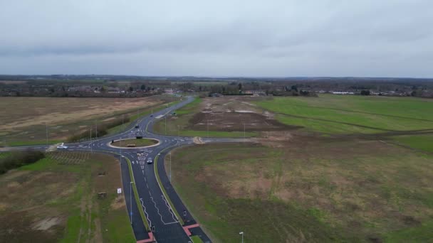 Aerial Footage British Highways Traffic Cloudy Rainy Evening Arlesey Town — Vídeo de stock