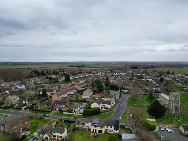 stock image High Angle View of Arlesey Town of England UK. The Footage Was Captured During Cloudy and Rainy Day of Feb 28th, 2024