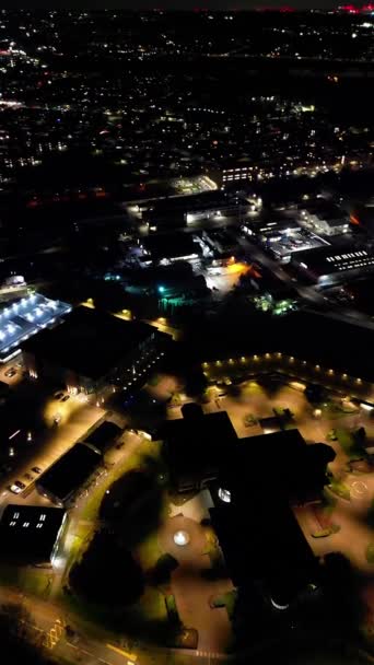 Ngiltere Nin Aydınlanmış Watford Şehrinin Hava Görüntüsü Mart 2024 — Stok video